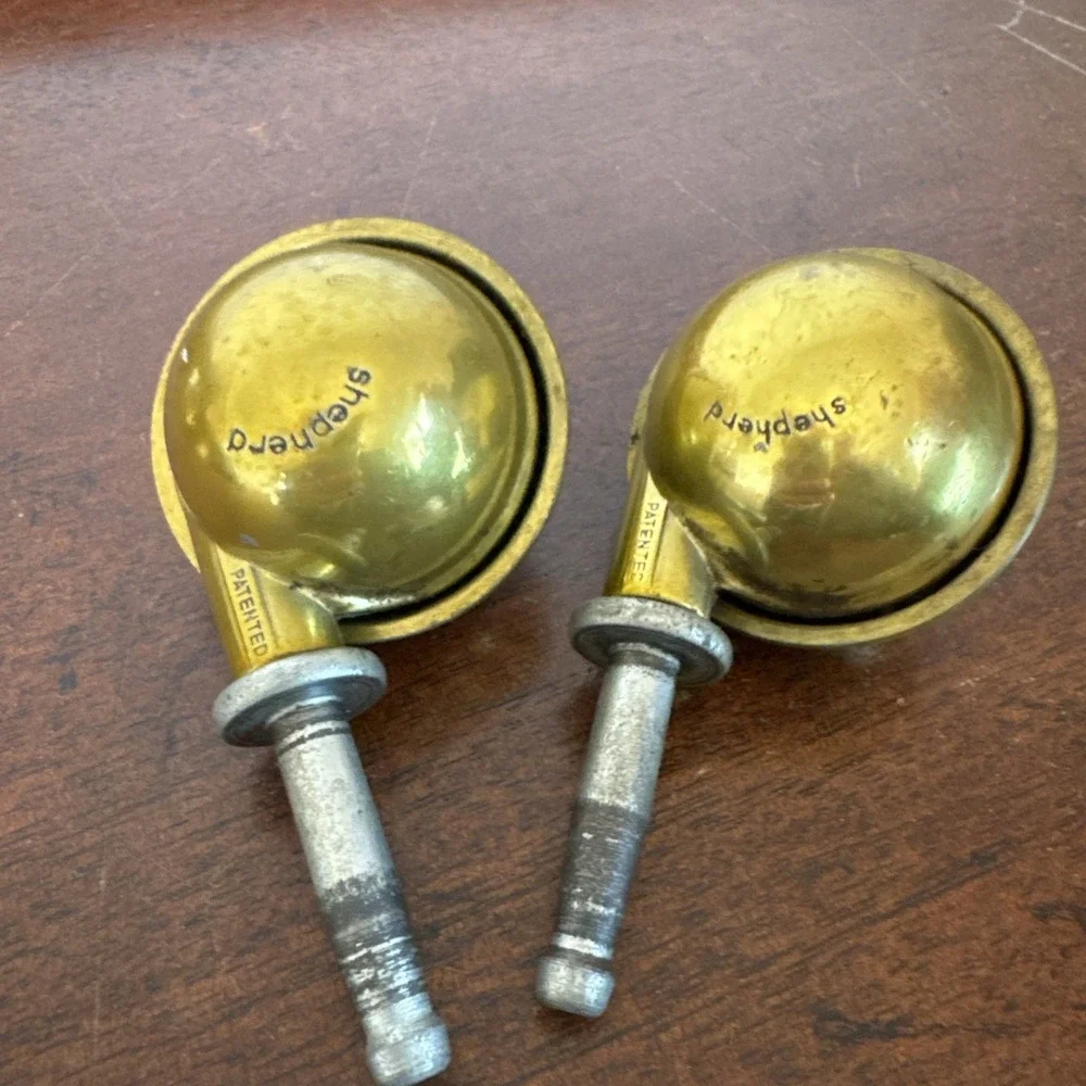 2 ~Vintage Shepherd Brass Ball Caster Wheels 2.5